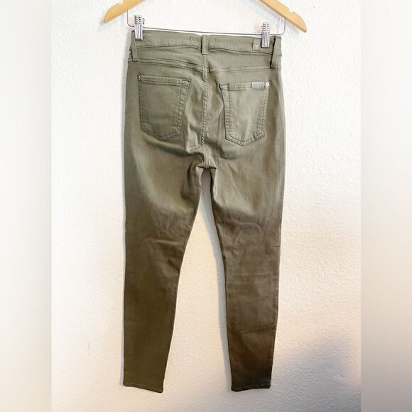 7 For All Mankind Skinny distressed ripped knees Ankle Jeans in olive Green. 25 - Picture 4 of 6